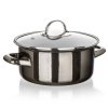 GARNEK EMALIOWANY 18cm 1,3L Z POKRYWĄ BANQUET METALLIC BLACK